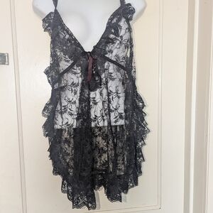 jcpenney Black Lace Ruffle Babydoll Chemise